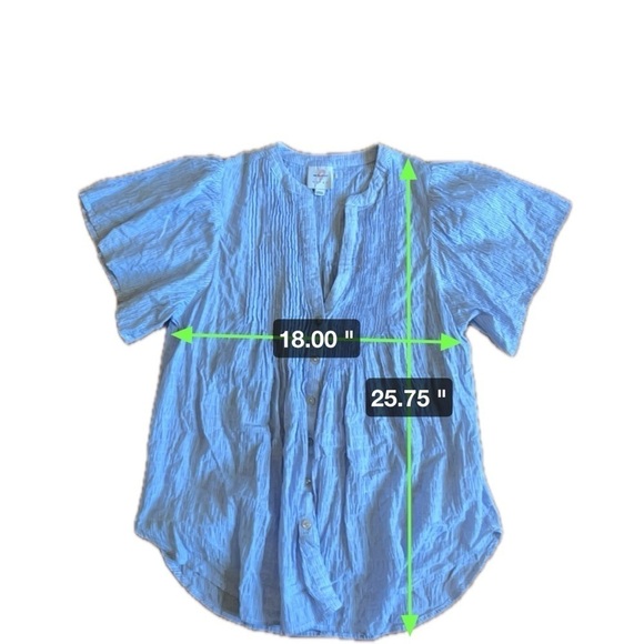 The Nines by Hatch | Smocked Flowy Blouse M Short Sleeve Maternity Pregnancy - Picture 9 of 9